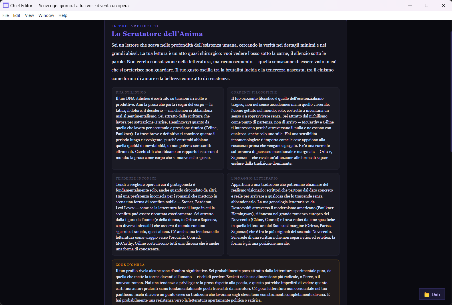 Screenshot Profilo